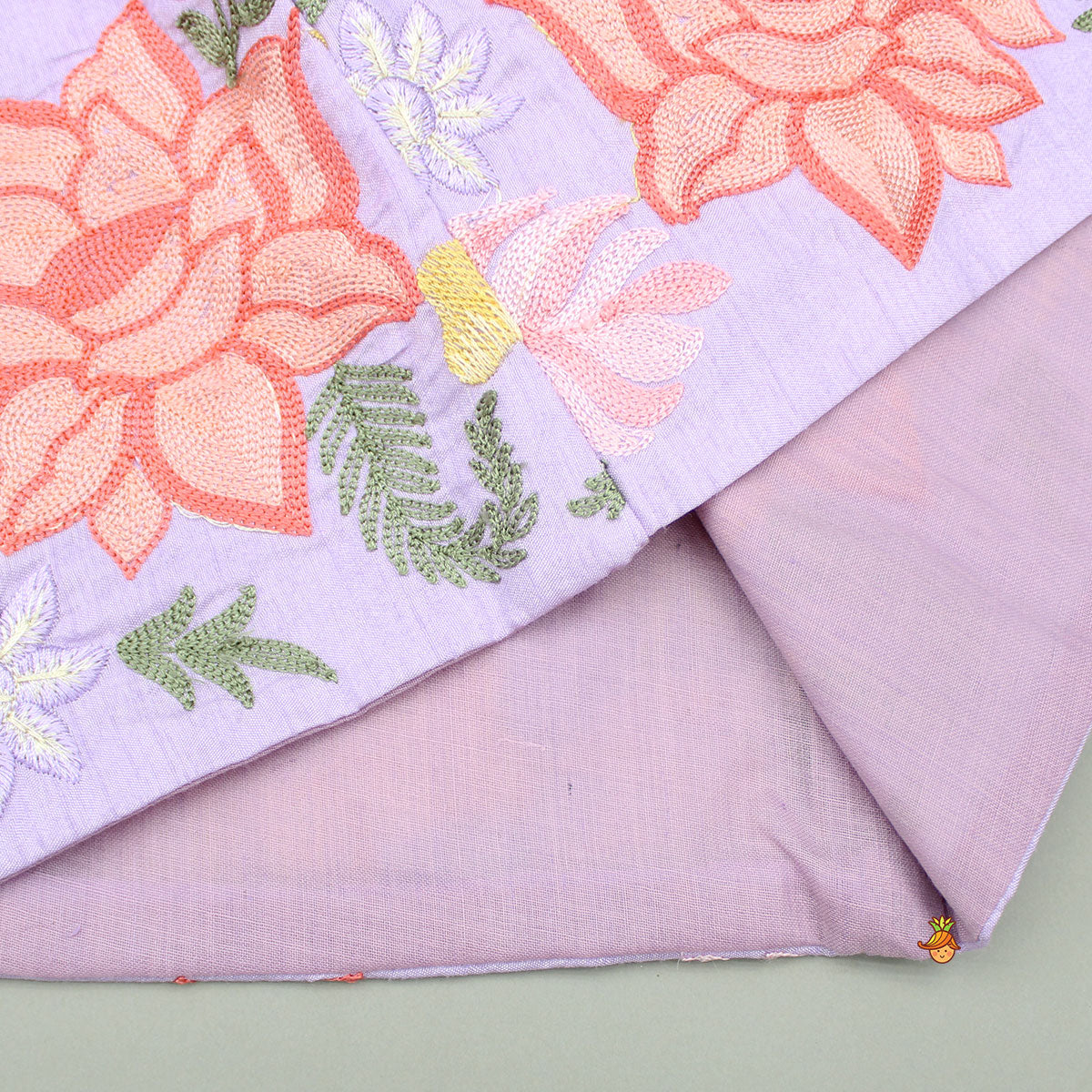 Lavender Kurta With Embroidered Front Open Jacket And Pyjama