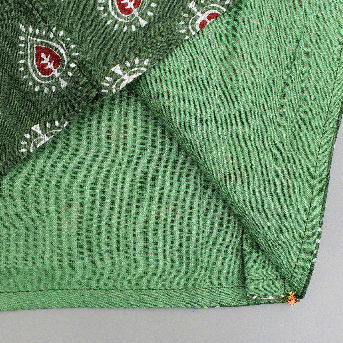 Printed Green Kurta And Jacket With Pyjama