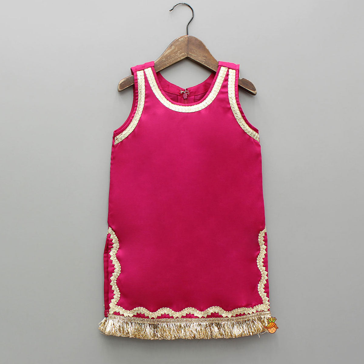 Pink Lace Work Kurti And Sharara With Matching Net Dupatta