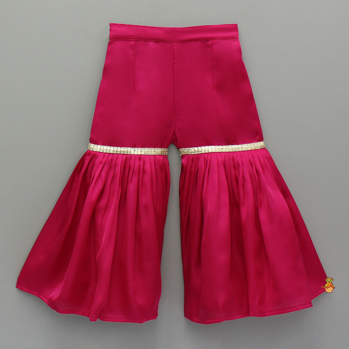 Pink Lace Work Kurti And Sharara With Matching Net Dupatta