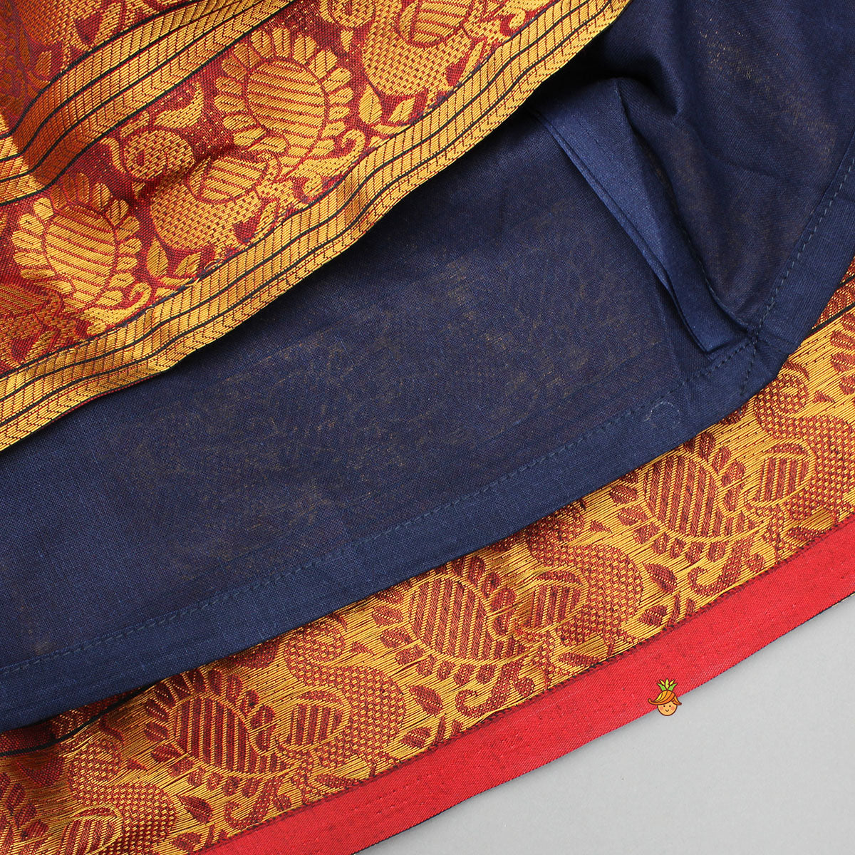 Blue Floral Embroidered Top And Pleated Lehenga
