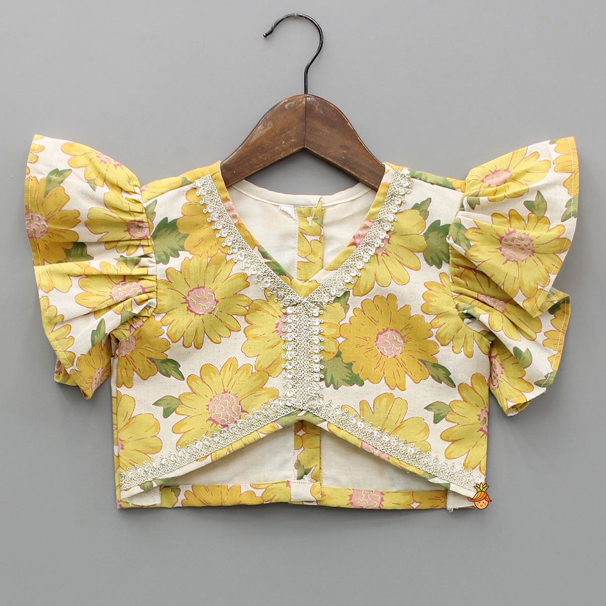 Floral Printed Top And Lehenga With Dupatta