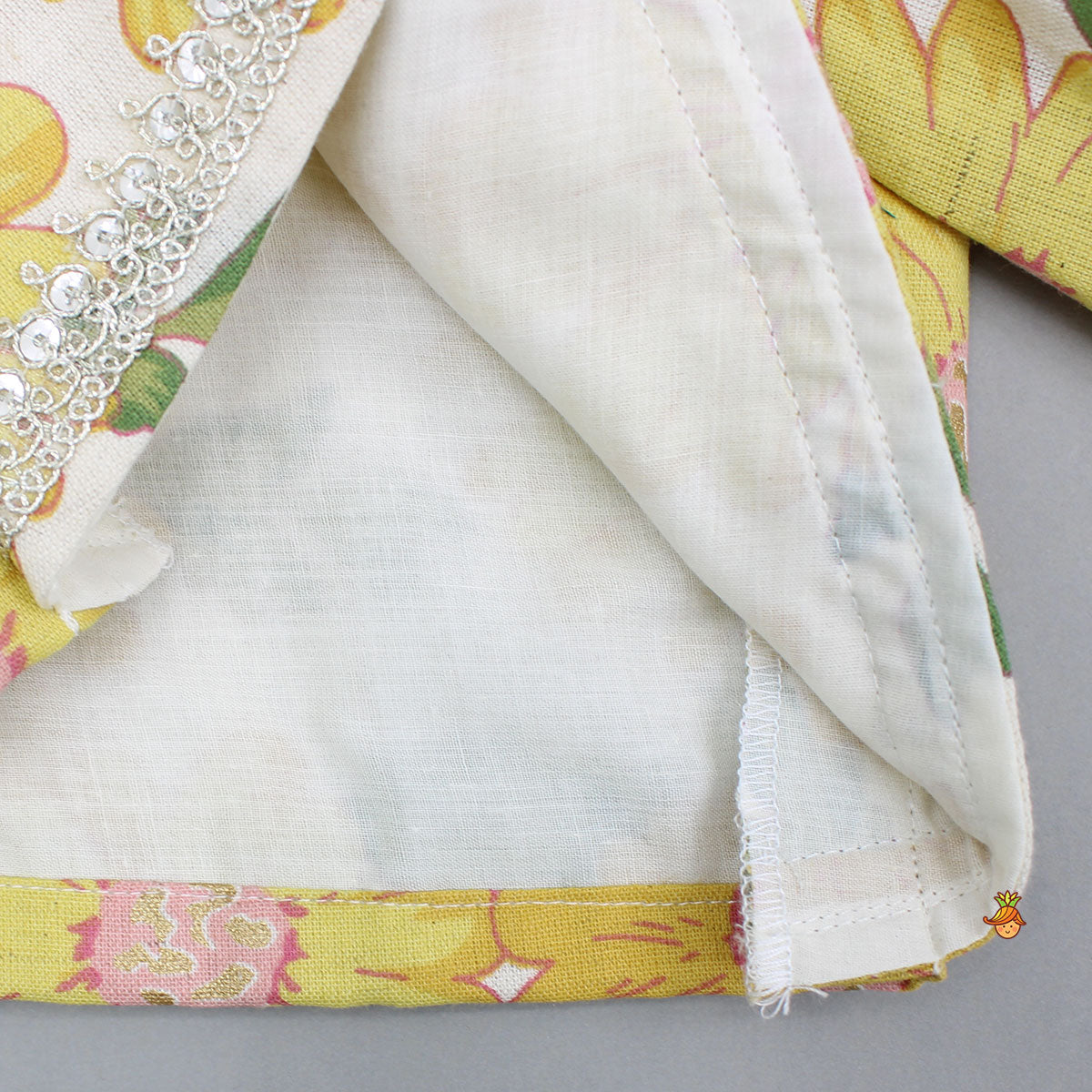 Floral Printed Top And Lehenga With Dupatta