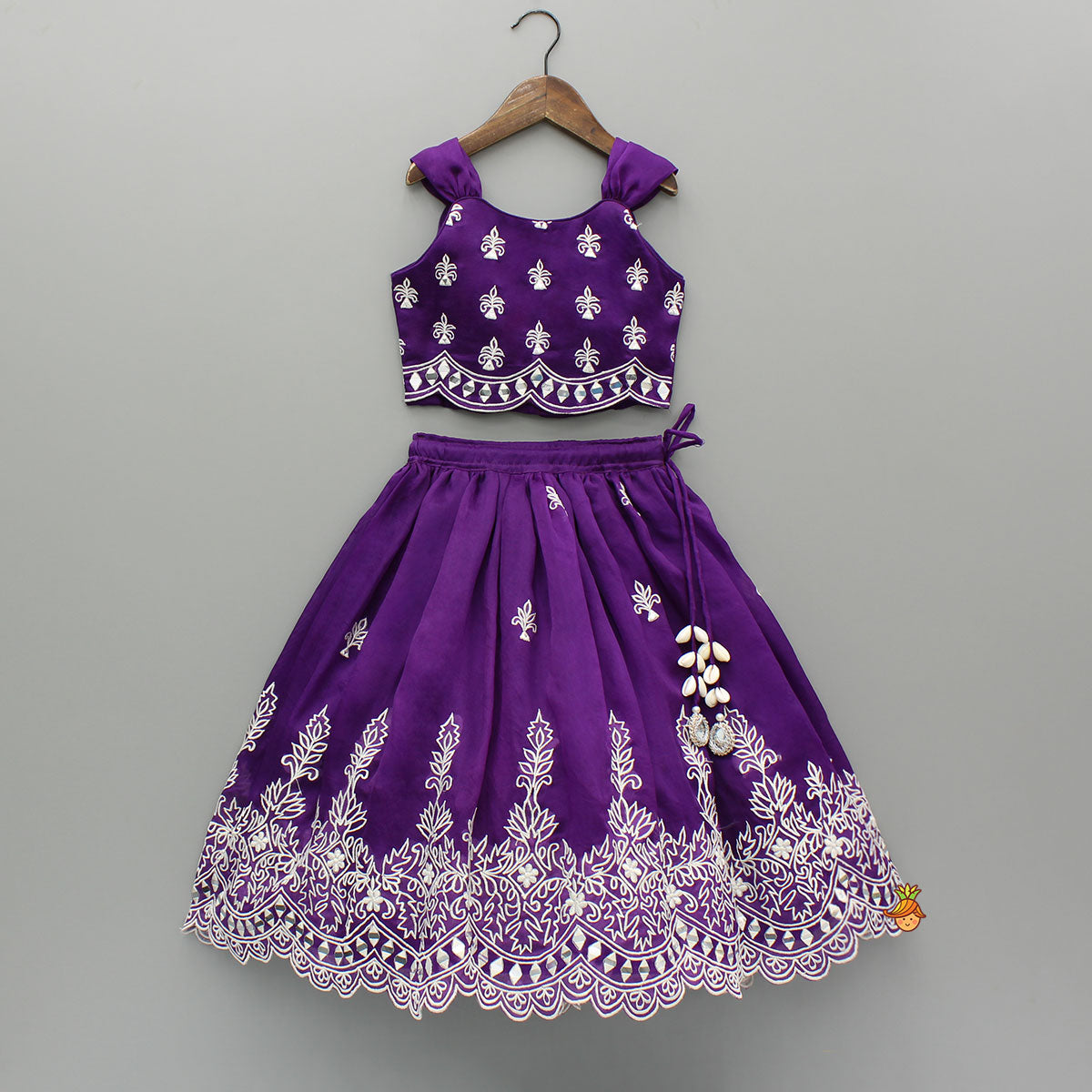 Purple Embroidered Top And Lehenga