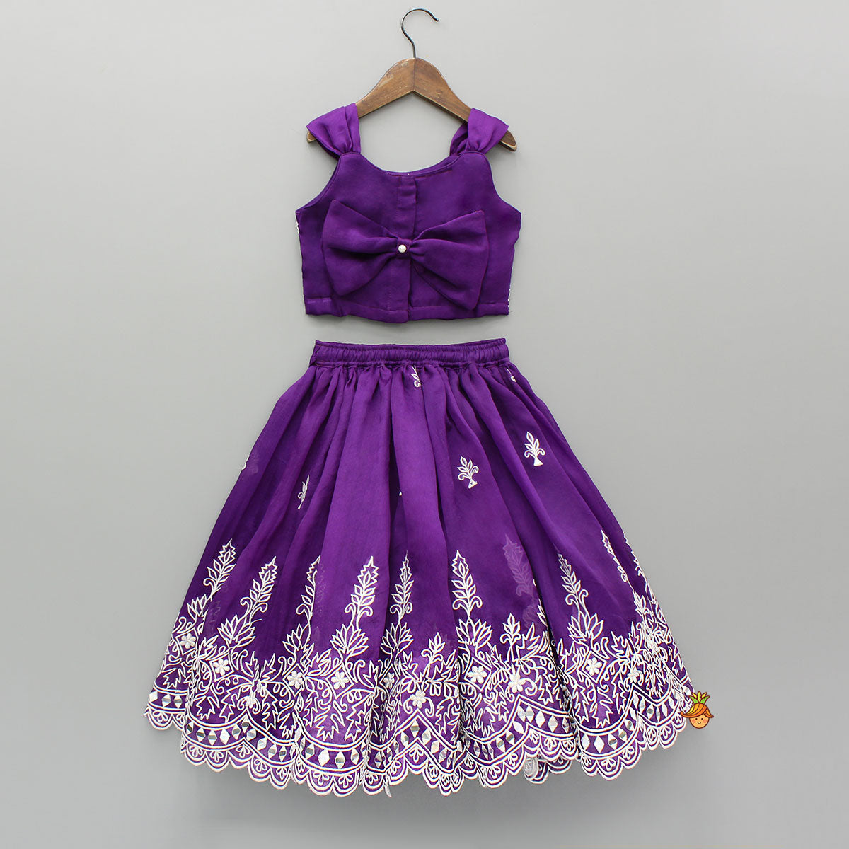 Purple Embroidered Top And Lehenga