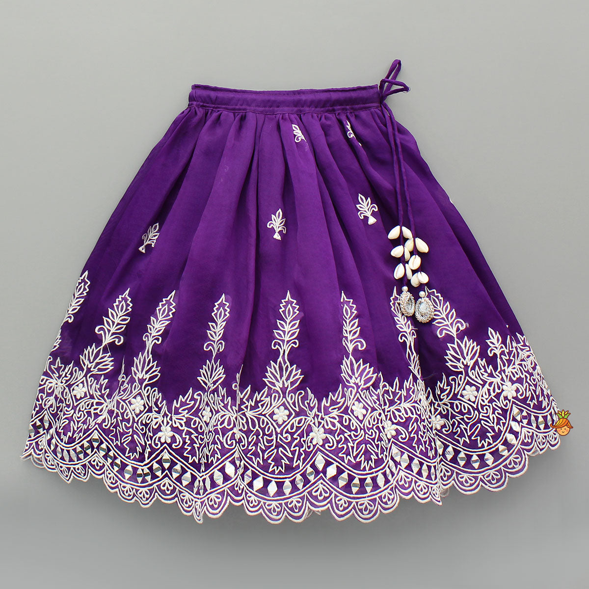 Purple Embroidered Top And Lehenga