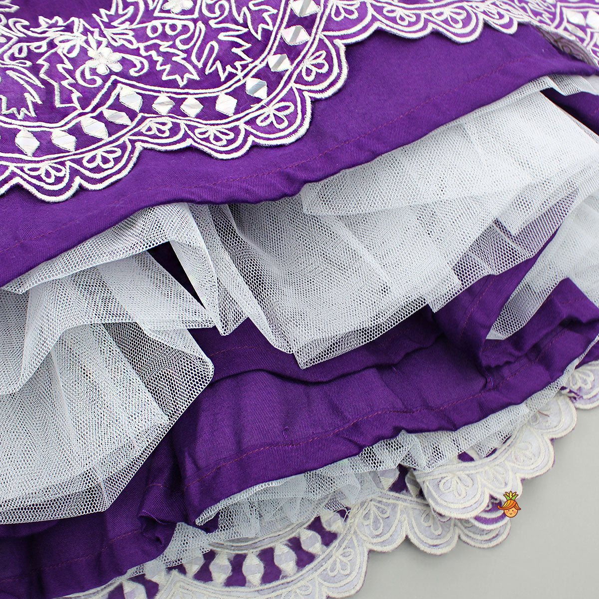 Purple Embroidered Top And Lehenga