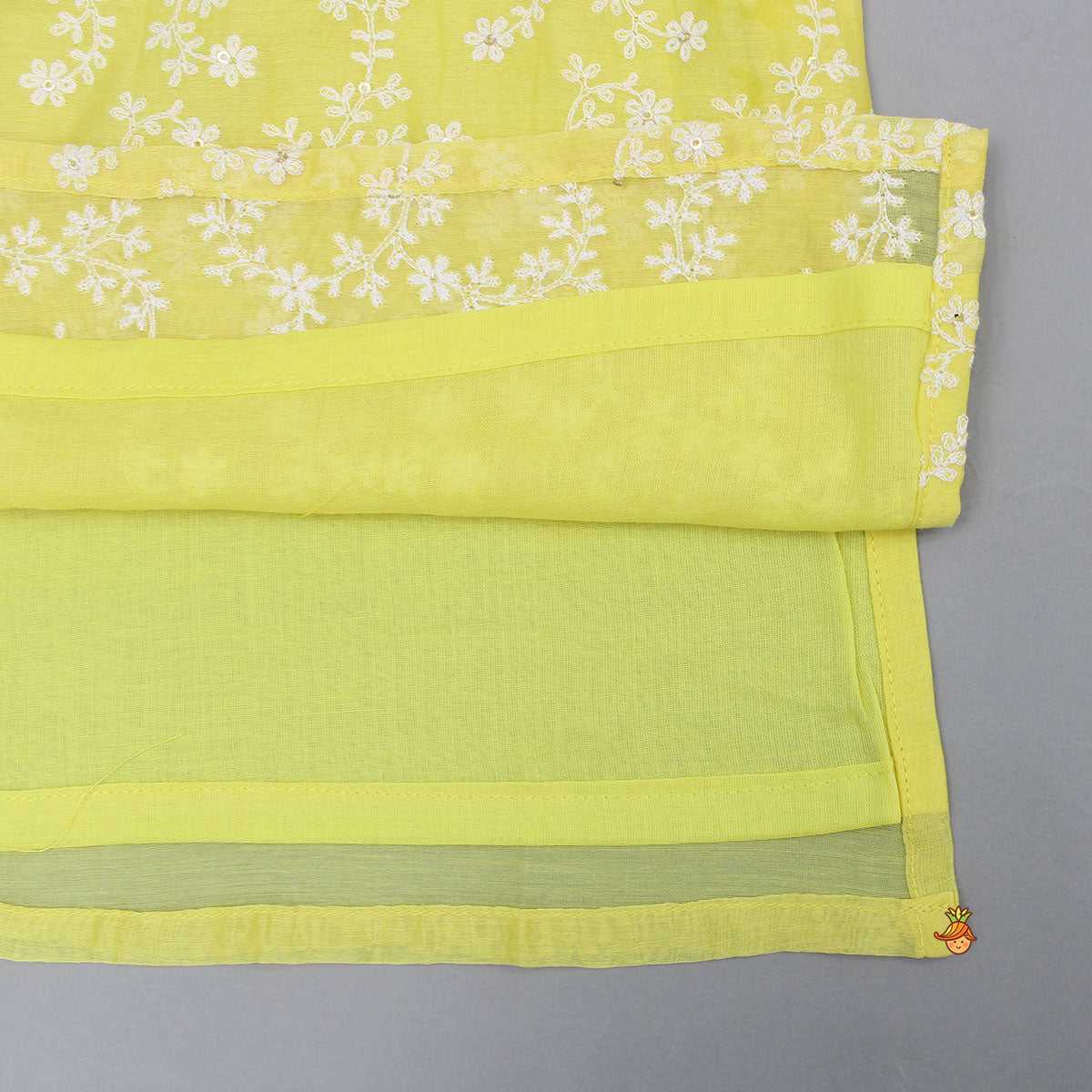 Chanderi Embroidered Yellow Kurta And Pyjama