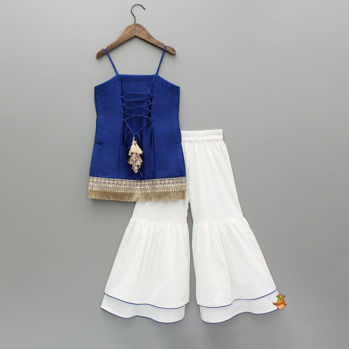 Blue Strappy Top And Sharara With Dupatta
