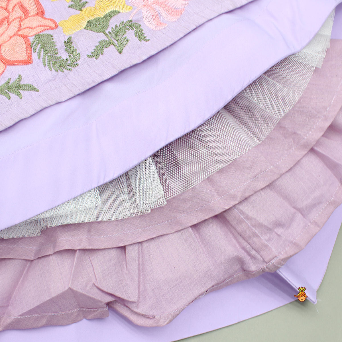 Lavender Embroidered Pleated Top And Lehenga
