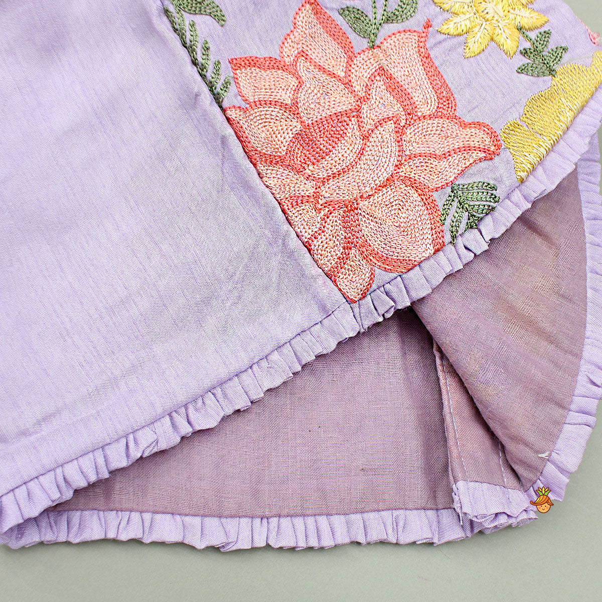 Lavender Embroidered Pleated Top And Lehenga