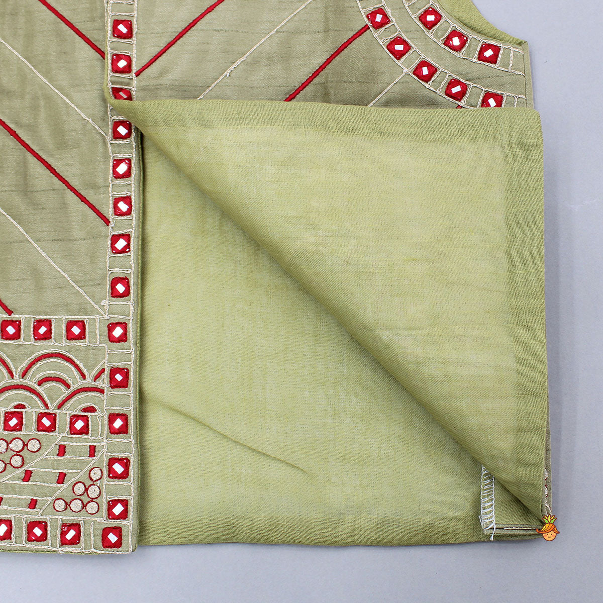 Green Kurta And Embroidered Jacket With Pyjama