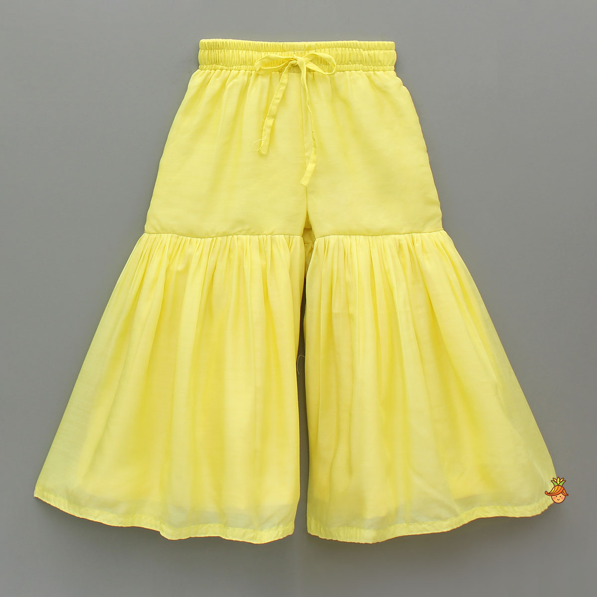 Yellow Floral Embroidered Kurti And Sharara