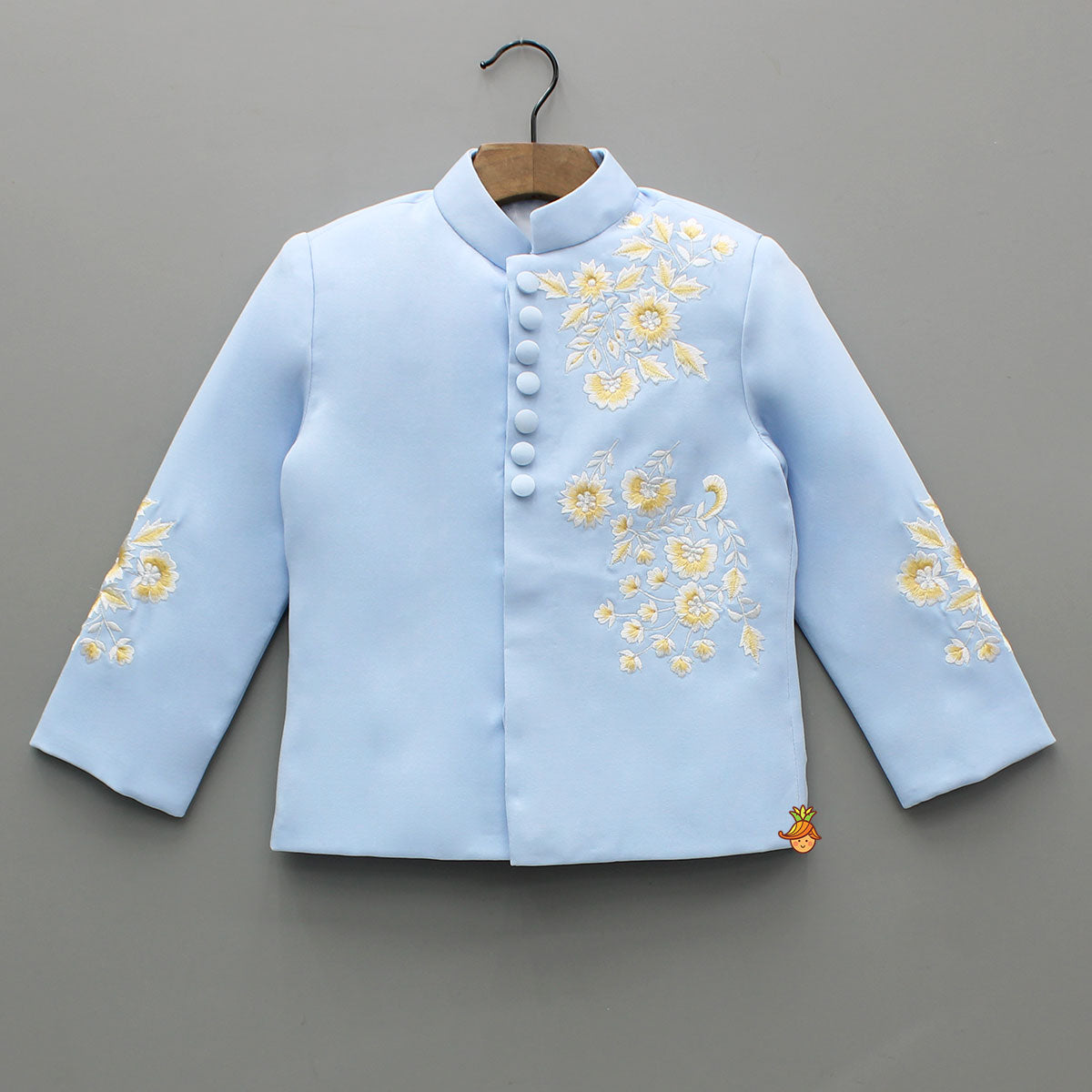Blue Sherwani With Embroidery And Pant