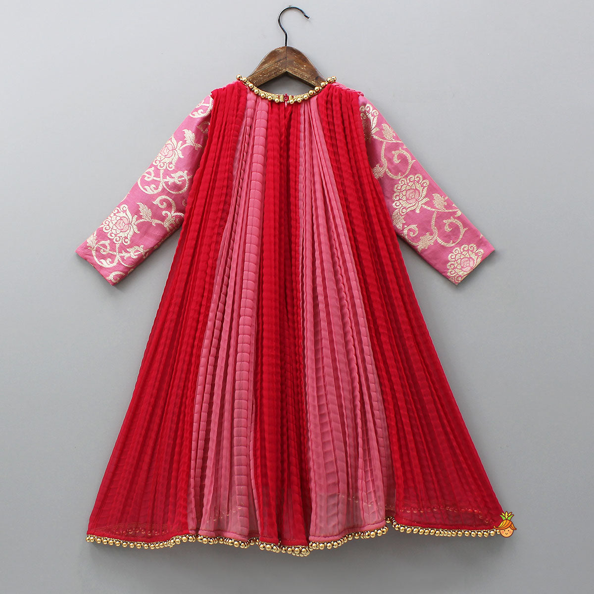 Dual Tone Embroidered Sleeves High Low Kurti