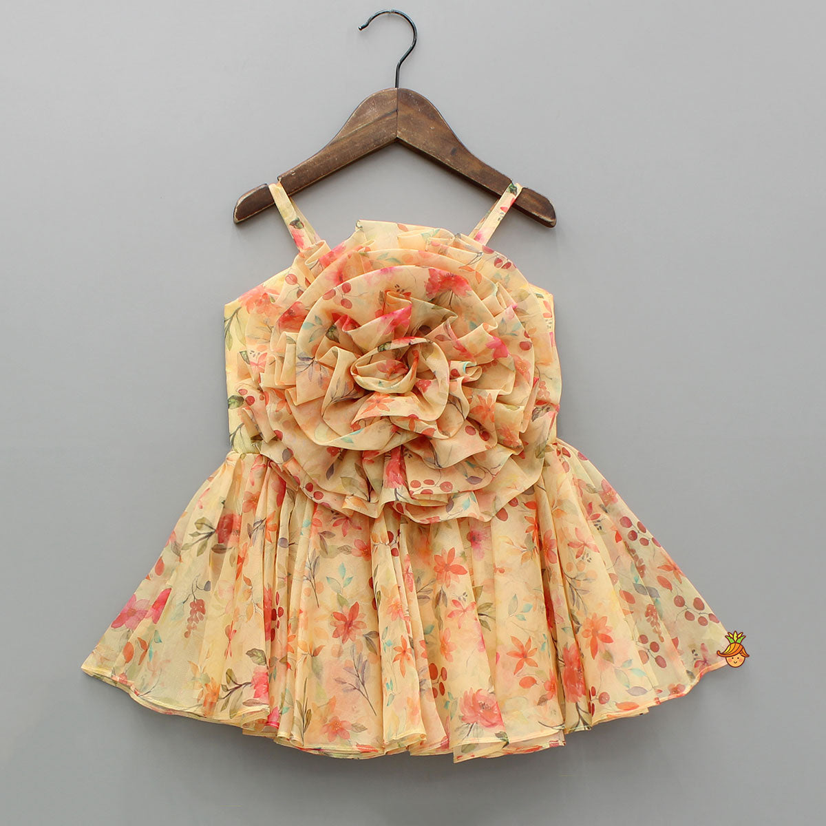 Yellow Floral Printed Strappy Dress
