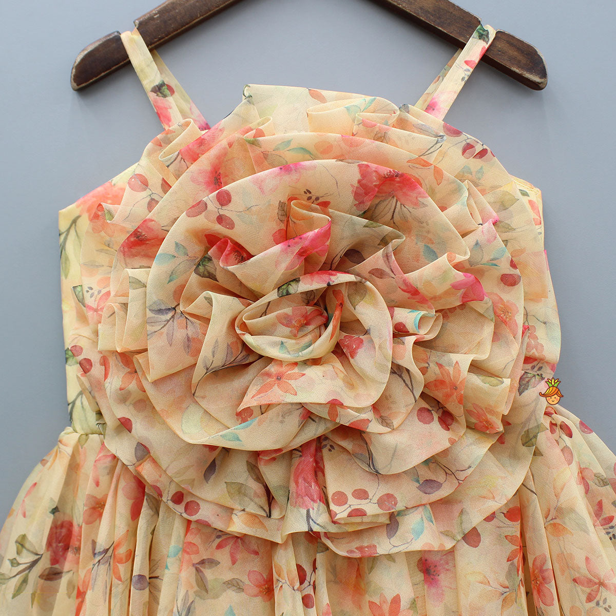 Yellow Floral Printed Strappy Dress