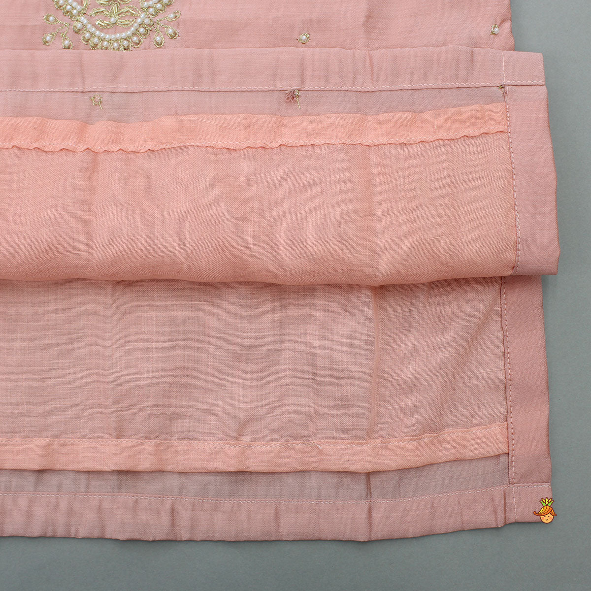 Peach Embroidered Kurta And Pyjama