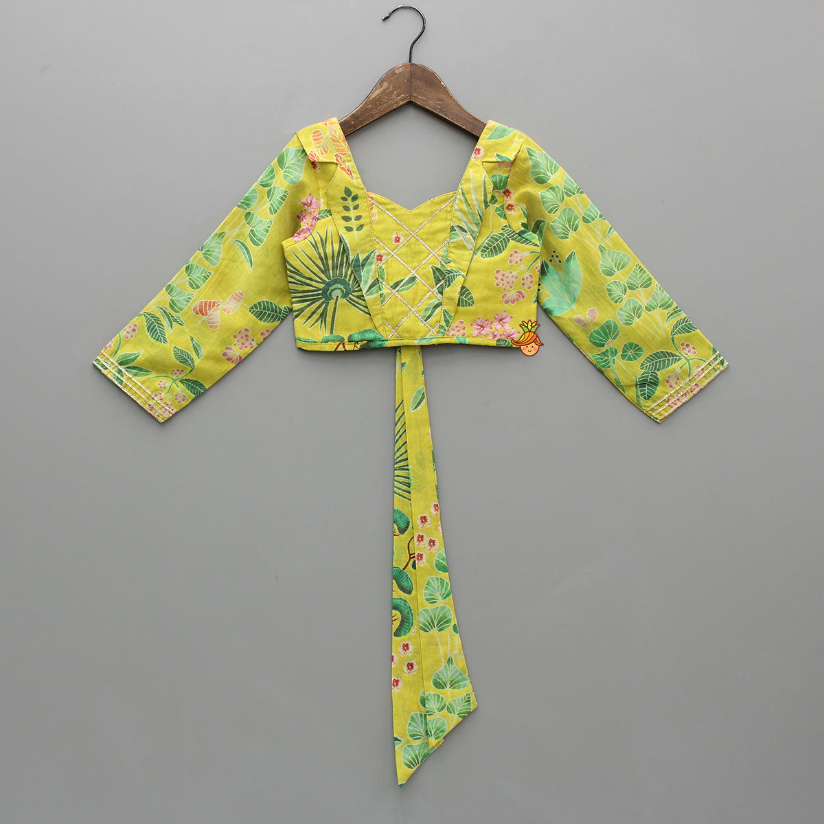 Green Multicolour Floral Printed Top And Lehenga
