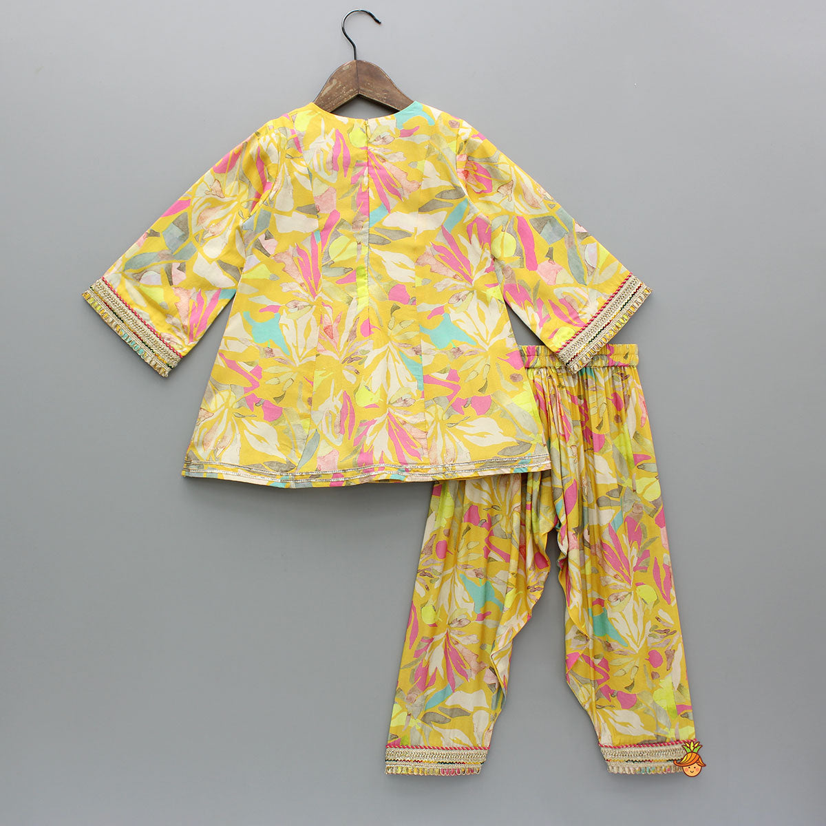 Yellow Multicoloured Printed Kurti And Salwar With Dupatta