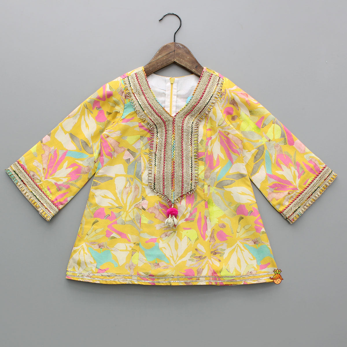 Yellow Multicoloured Printed Kurti And Salwar With Dupatta