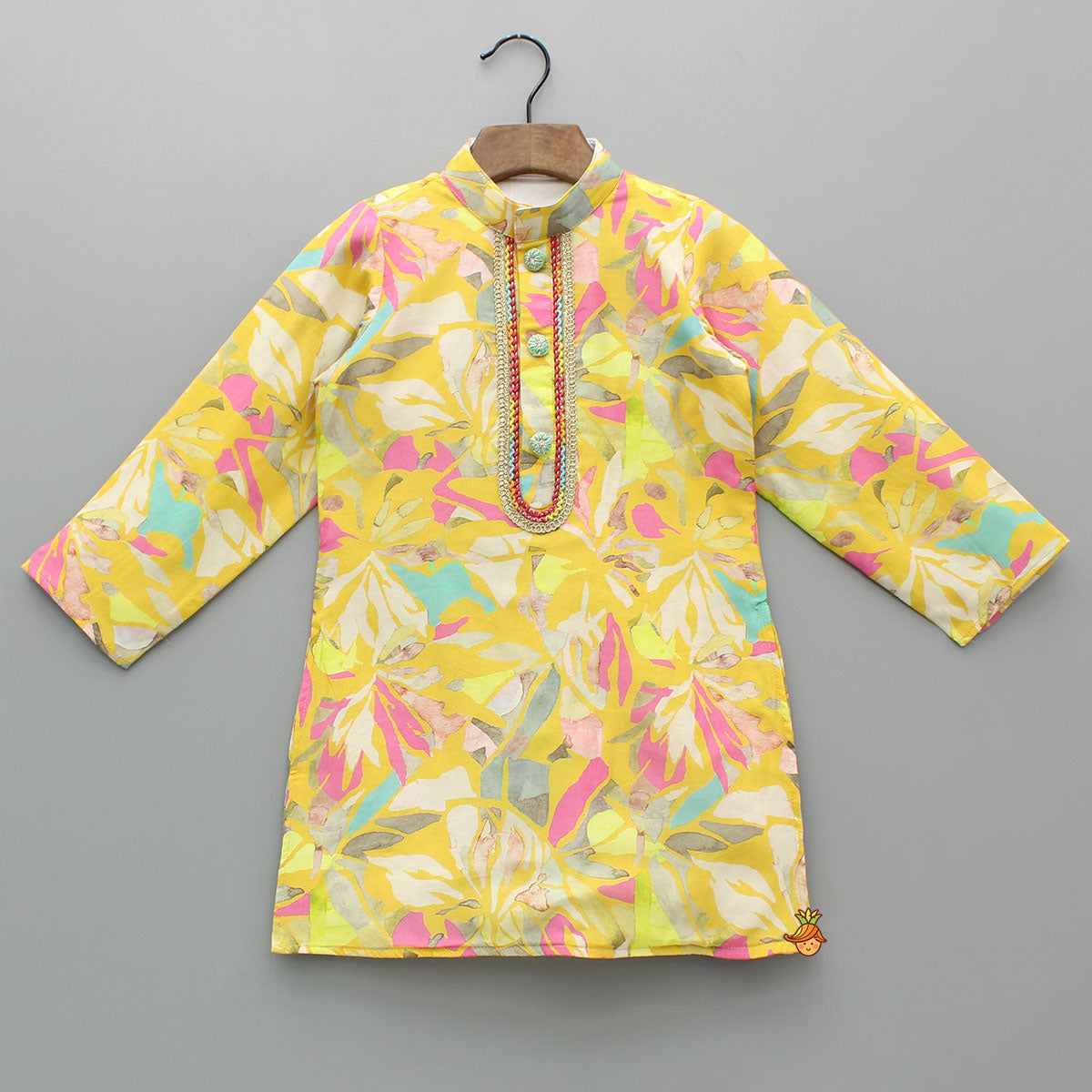 Yellow Multicolour Printed Kurta And Pyjama