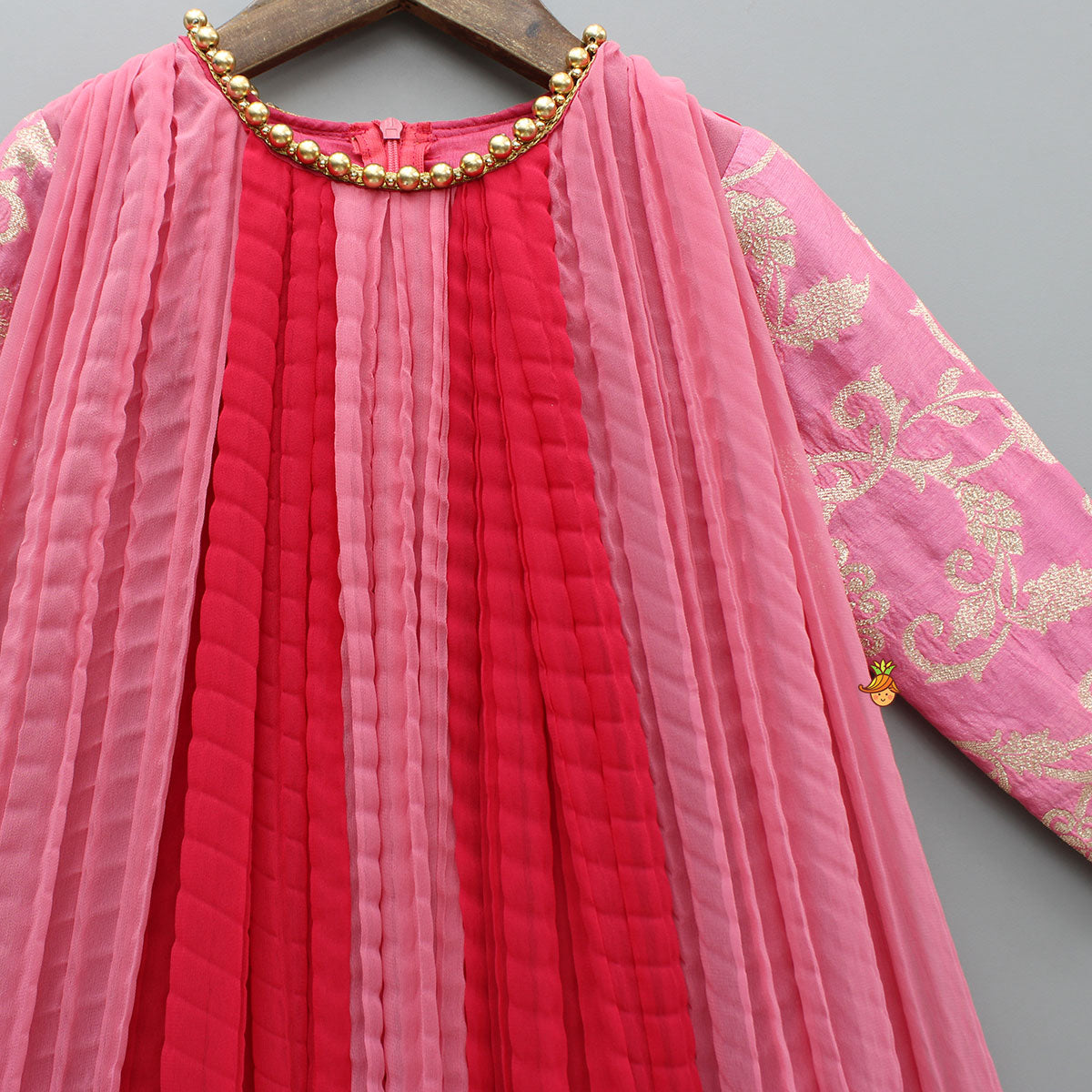 Dual Tone Embroidered Sleeves High Low Kurti