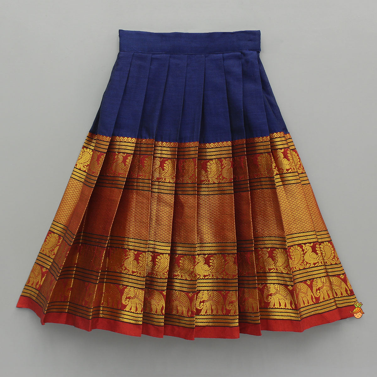 Blue One Shoulder Pleats Detailed Top And Pleated Lehenga