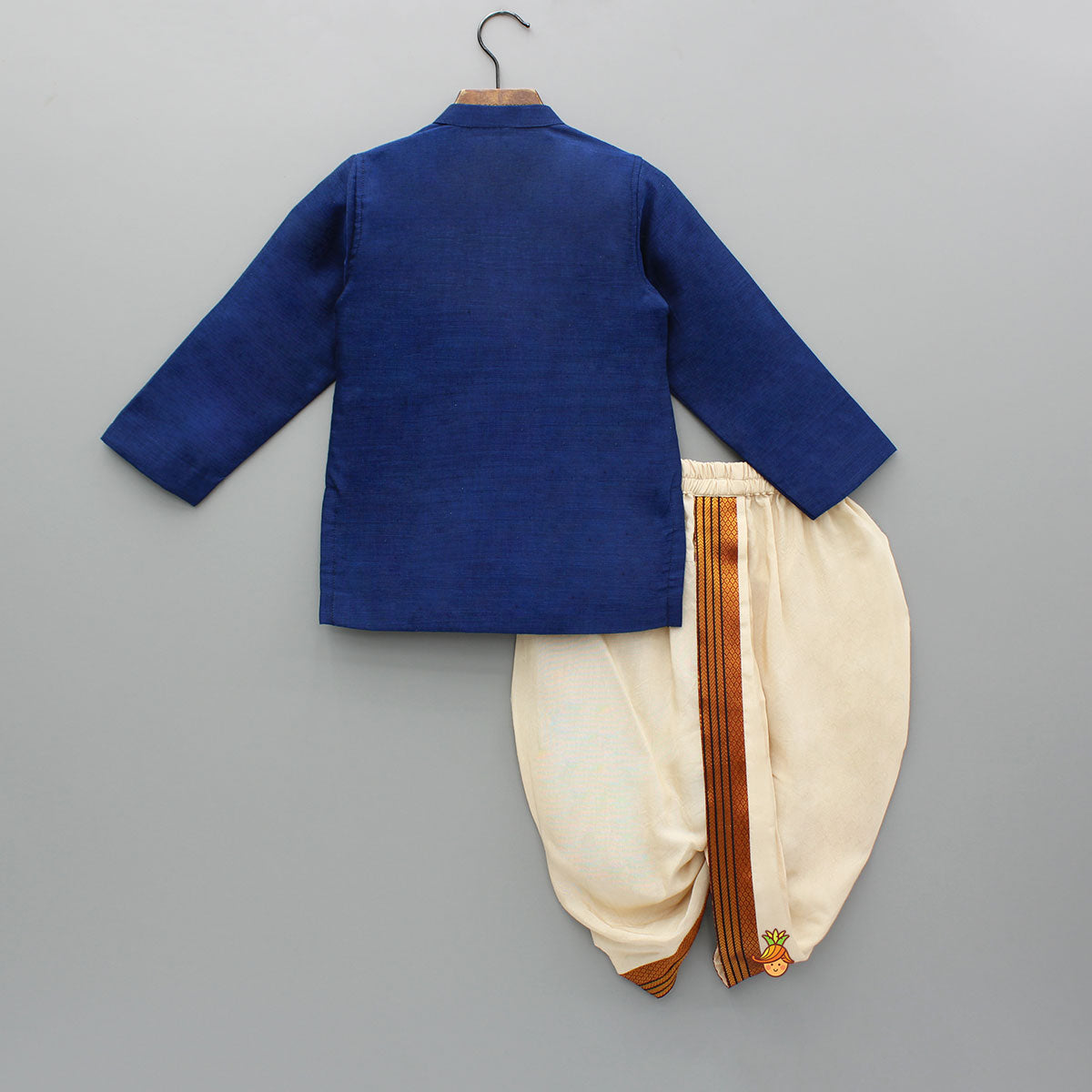Blue Kurta And Beige Dhoti