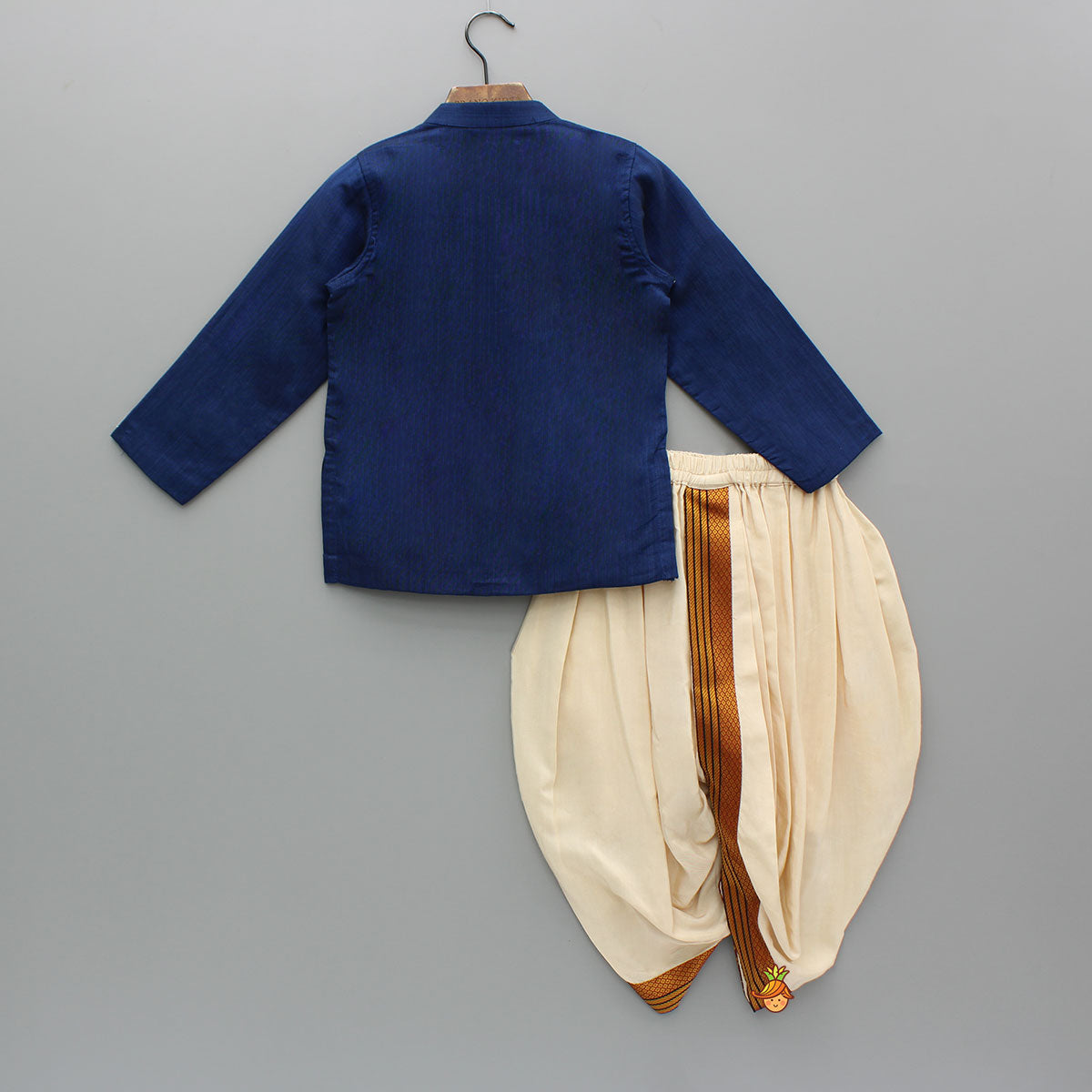 Blue Kurta And Beige Dhoti