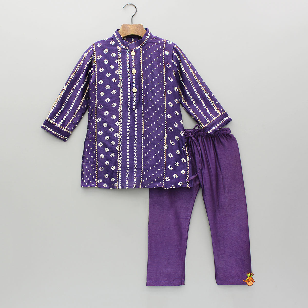 Bandhani Printed Purple Kurta And Pyjama