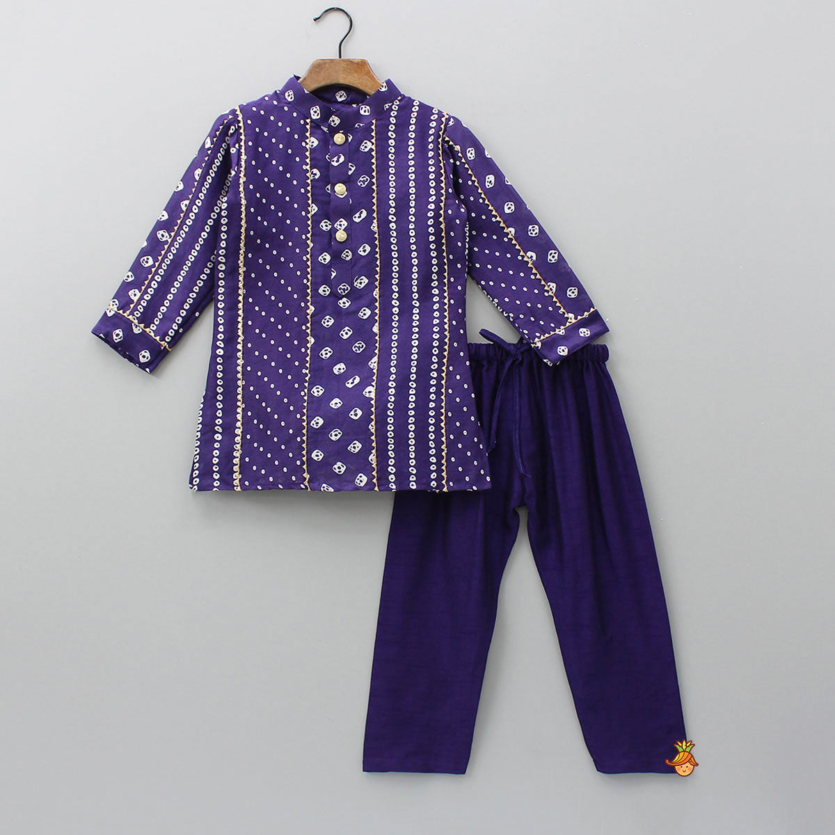 Bandhani Printed Purple Kurta And Pyjama