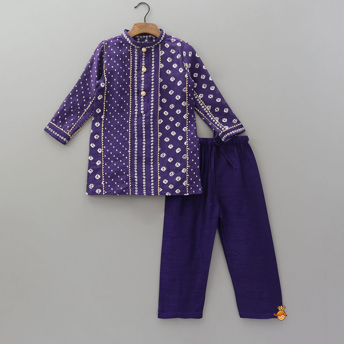 Bandhani Printed Purple Kurta And Pyjama