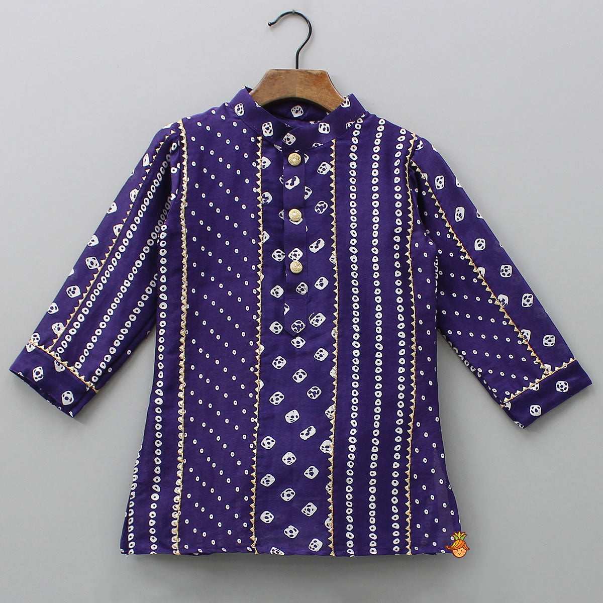 Bandhani Printed Purple Kurta And Pyjama