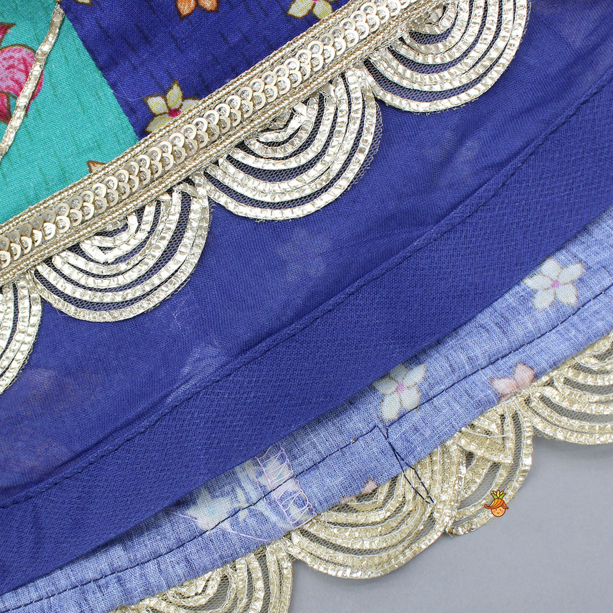 Floral Printed Embellished Top And Gota Lace Work Lehenga
