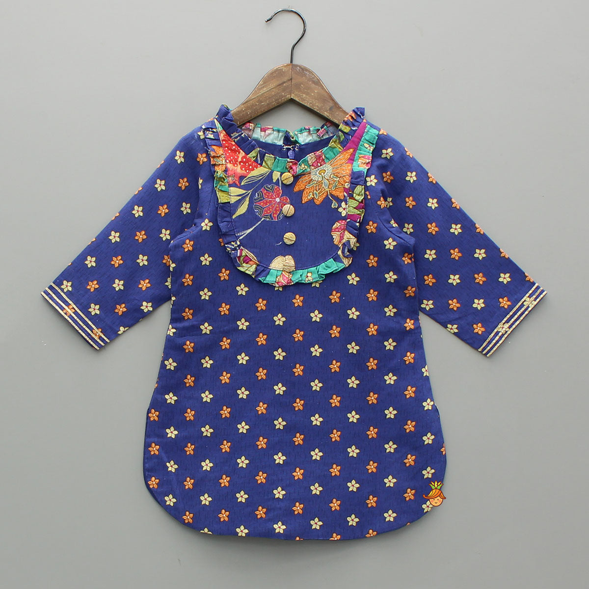 Floral Printed Ruffle Detailed Kurti And Flared Palazzo