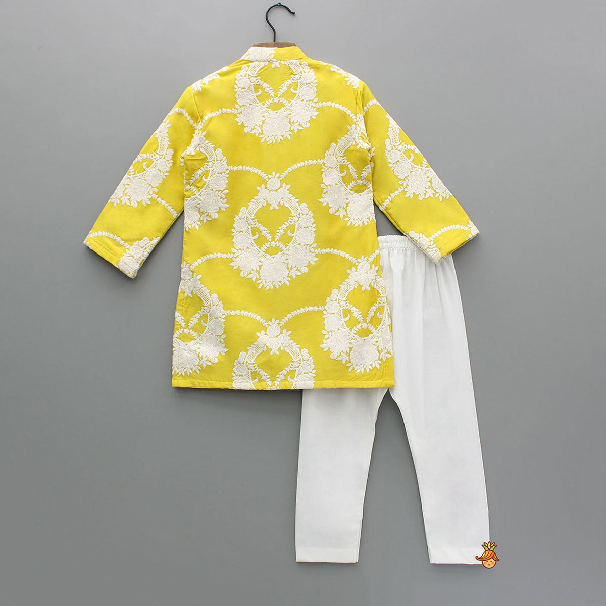 Yellow Embroidered Kurta With Pyjama