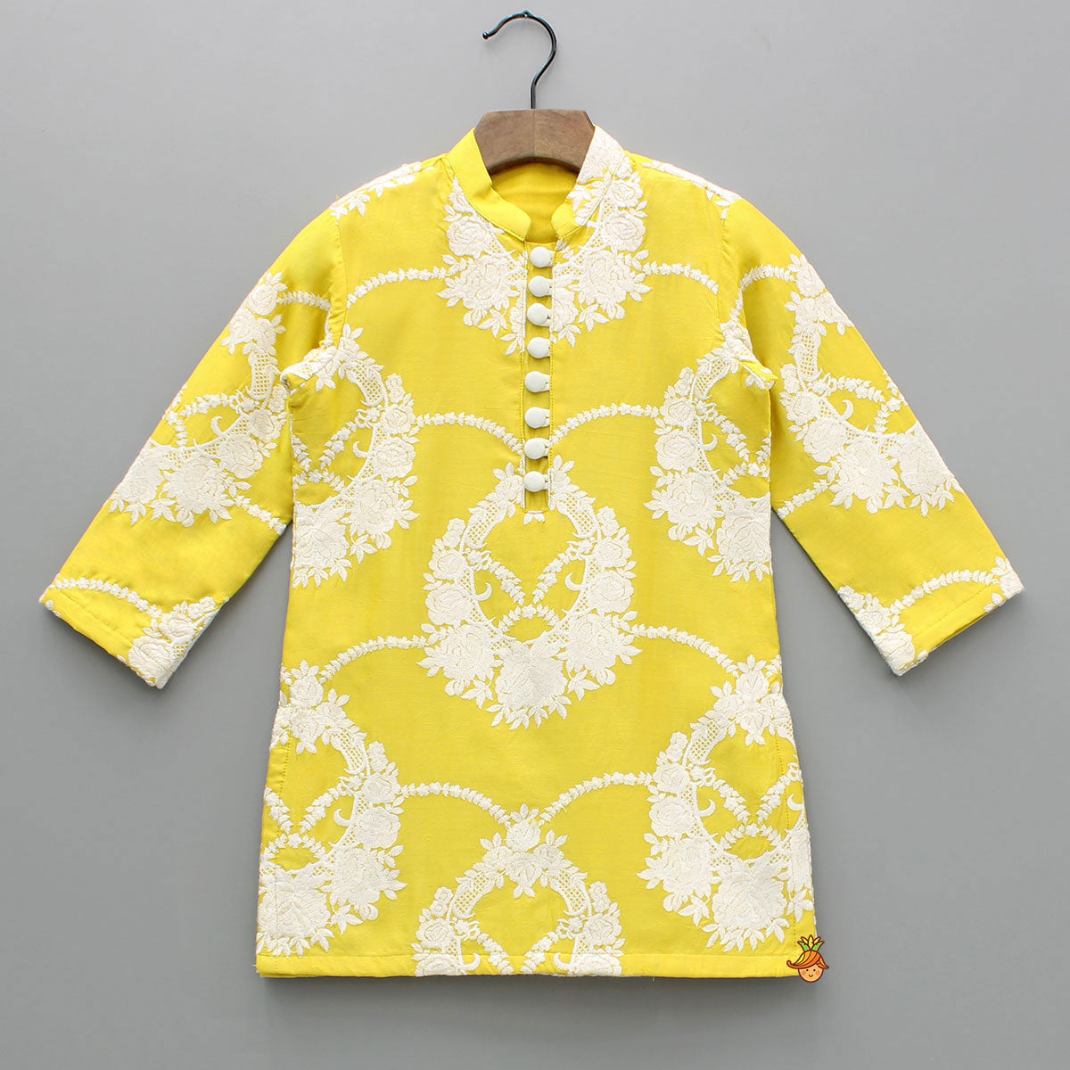 Yellow Embroidered Kurta With Pyjama