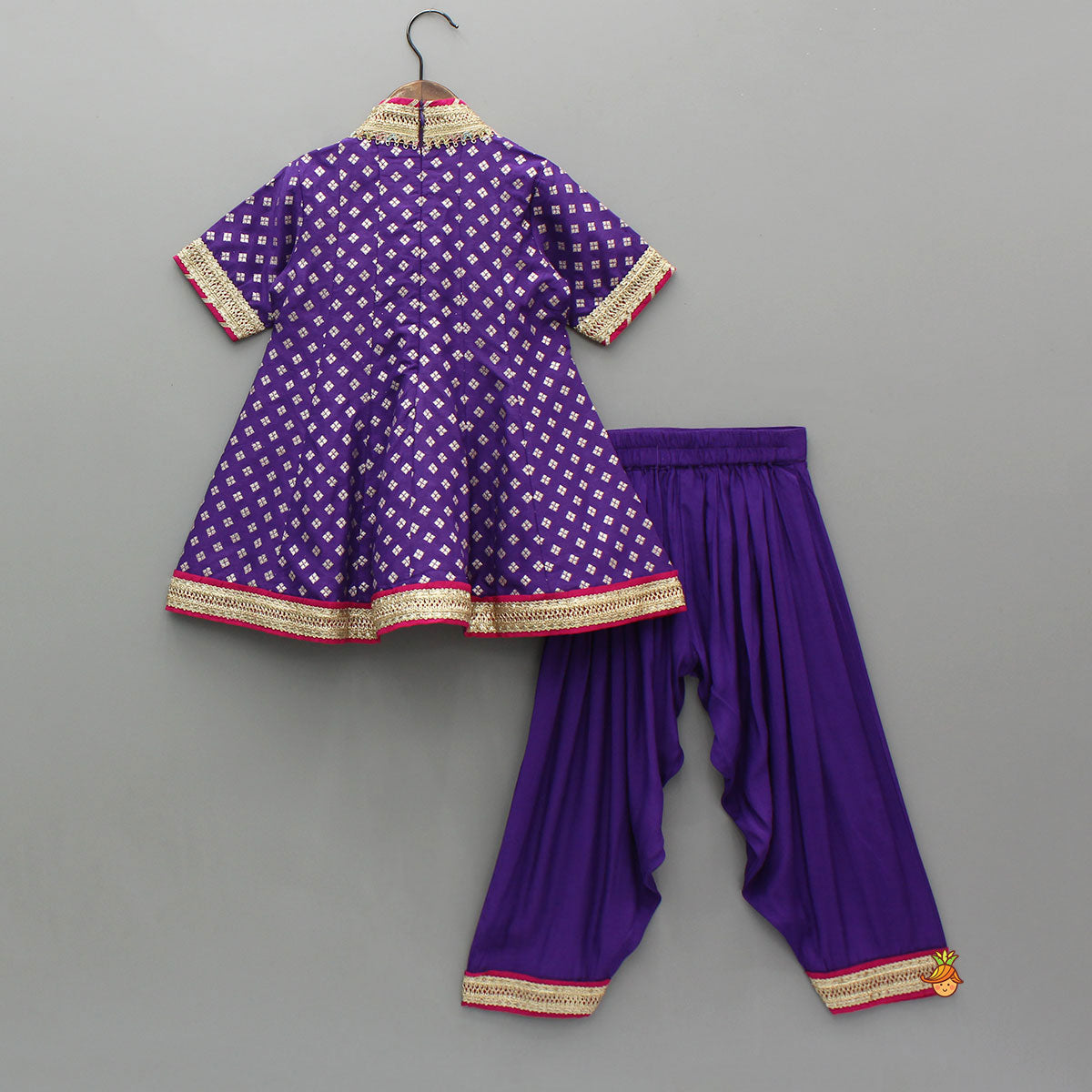 Purple Embellished Kurti And Salwar With Dupatta