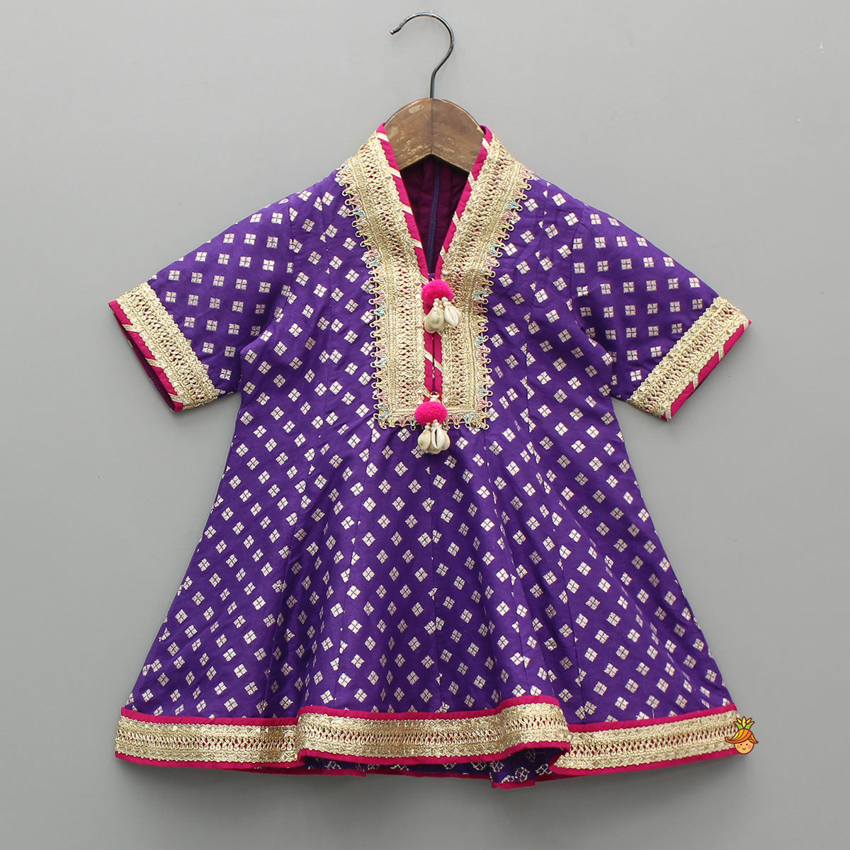 Purple Embellished Kurti And Salwar With Dupatta
