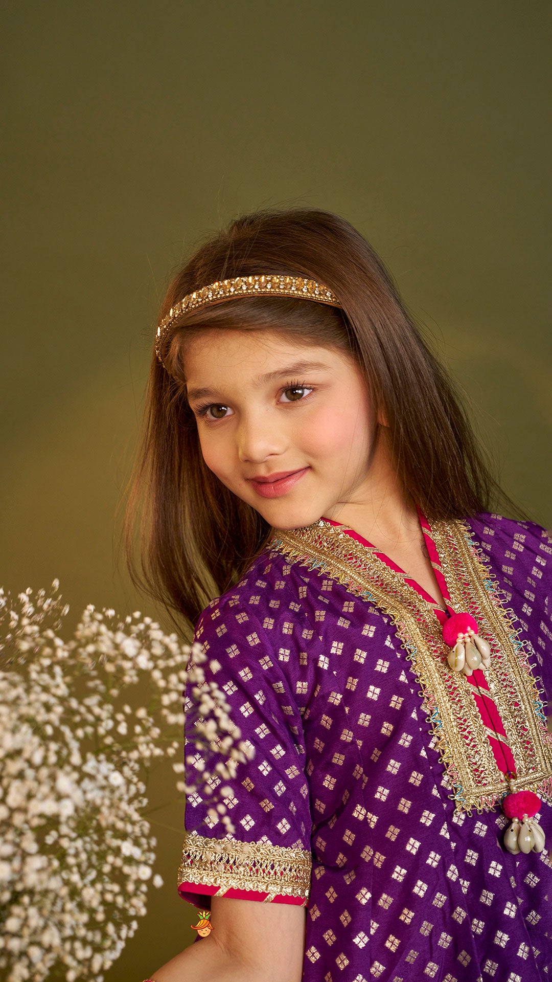 Purple Embellished Kurti And Salwar With Dupatta