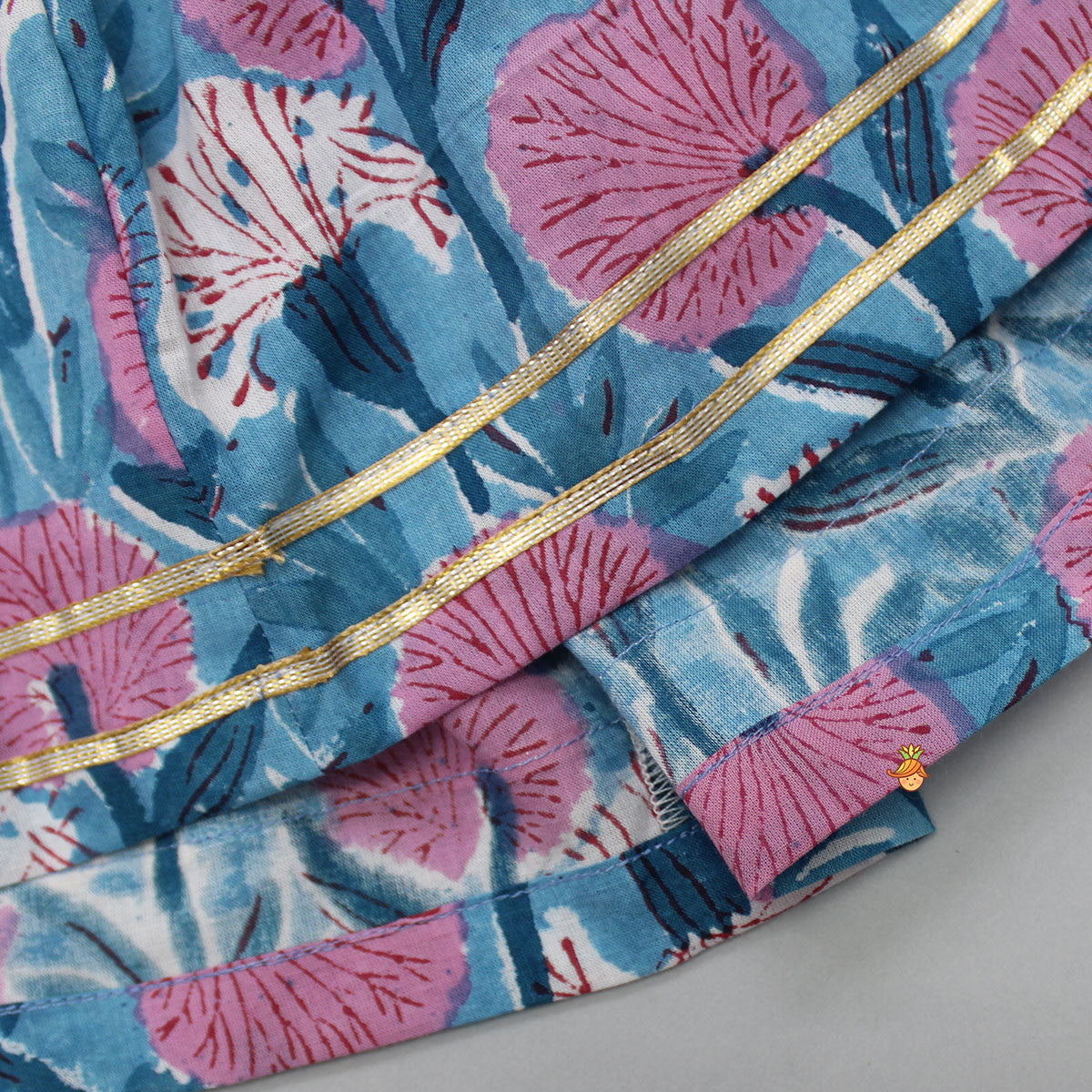 Blue Strappy Kurti And Pleated Dhoti Style Pant