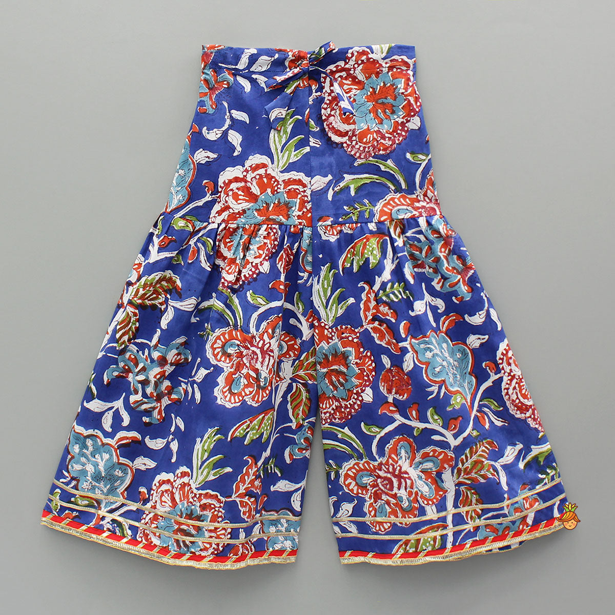 Blue Multicolored Printed Angarkha Style Kurti And Sharara