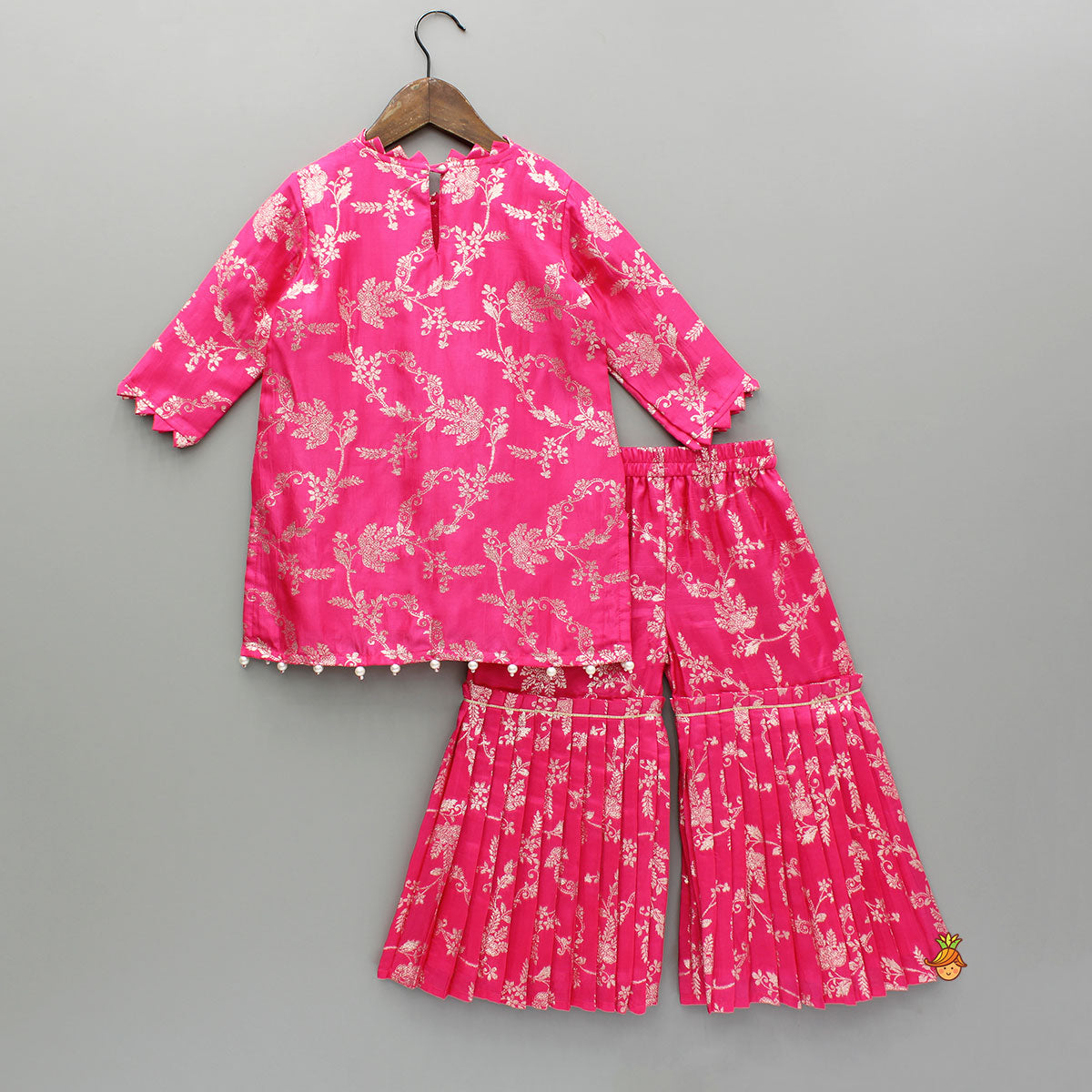 Pink Brocade Embellished Kurti And Sharara