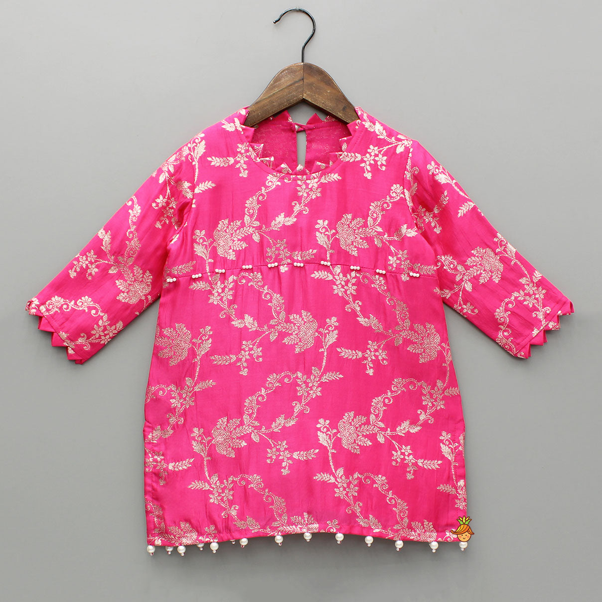 Pink Brocade Embellished Kurti And Sharara