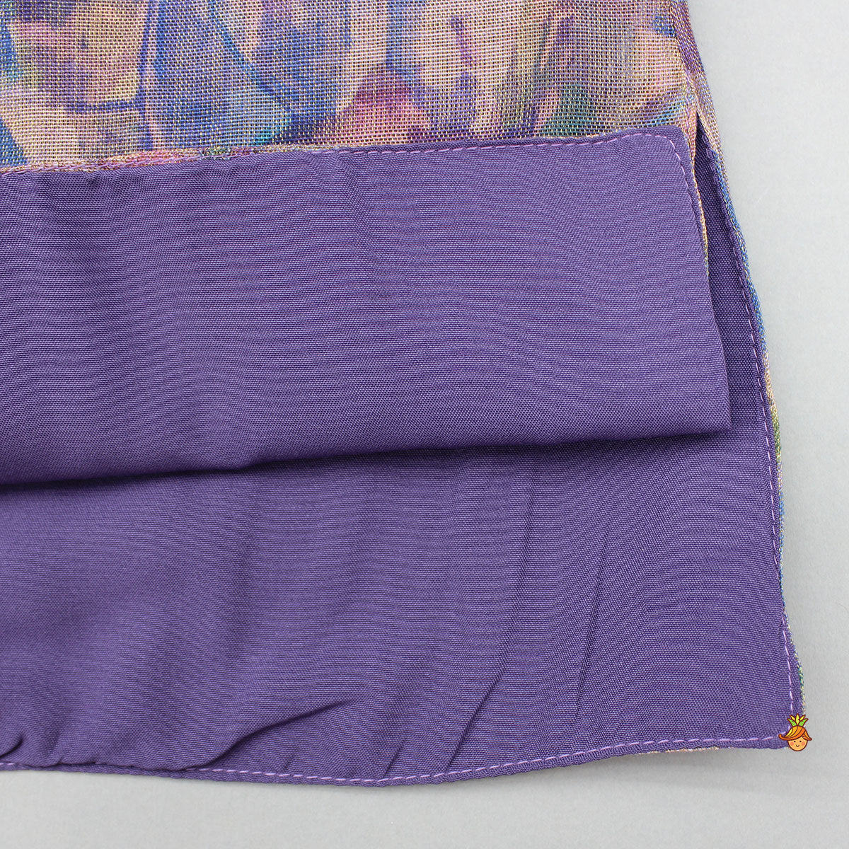 Purple Multicolour Printed Kurta With Embroidered Jacket And Pyjama