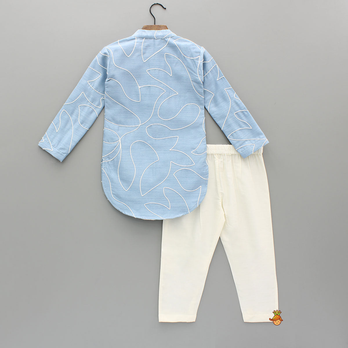 Blue Embroidered Kurta And Off White Pant