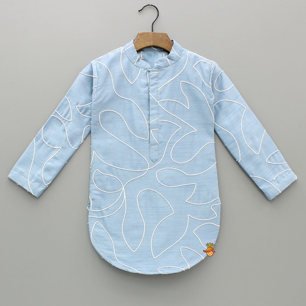 Blue Embroidered Kurta And Off White Pant