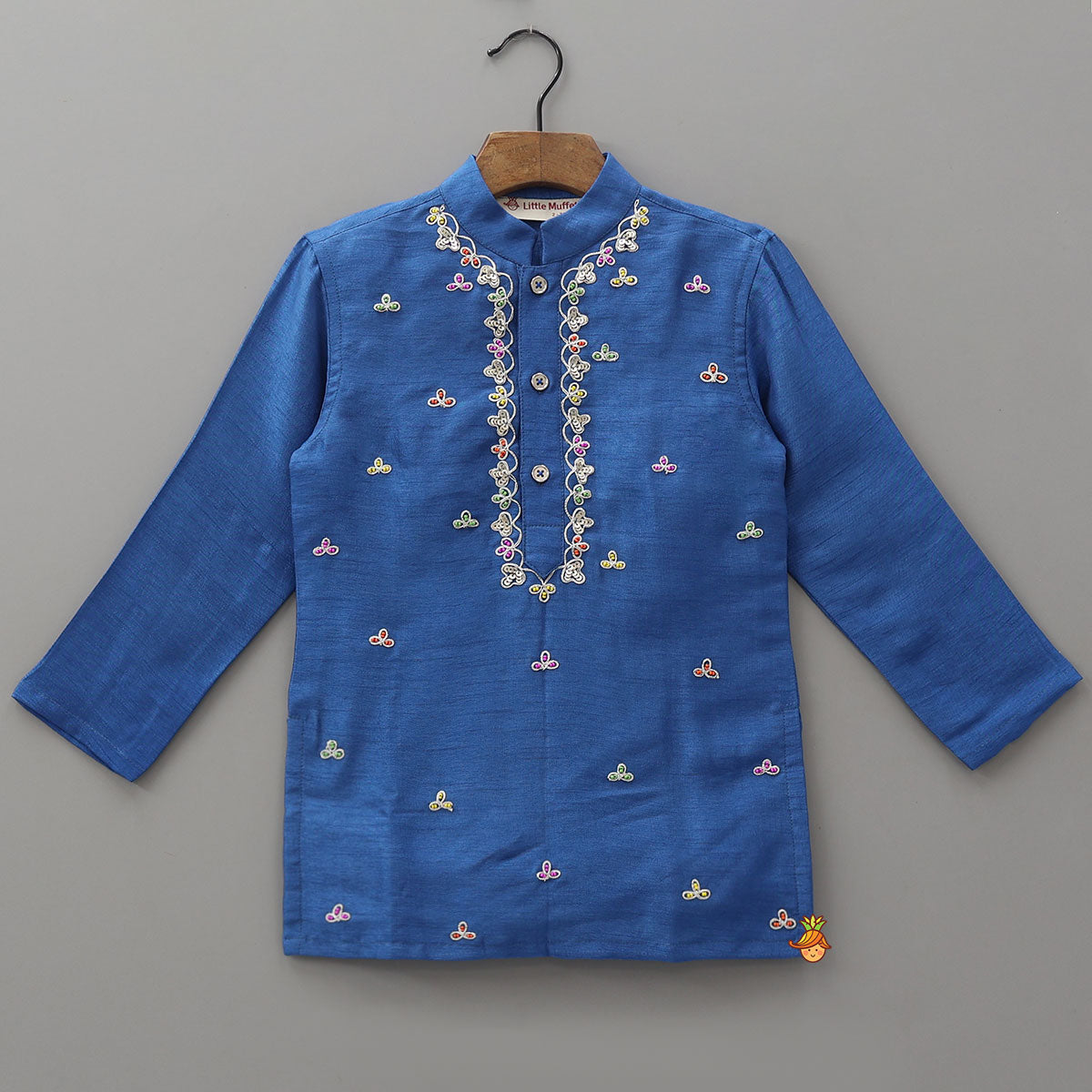 Blue Embroidered Kurta And Pyjama