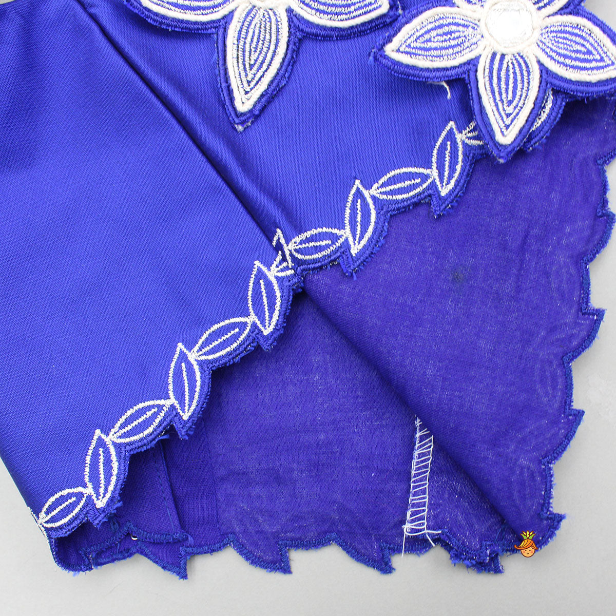 Blue Embroidery And Cut Work Flowers Embellished Top And Lehenga